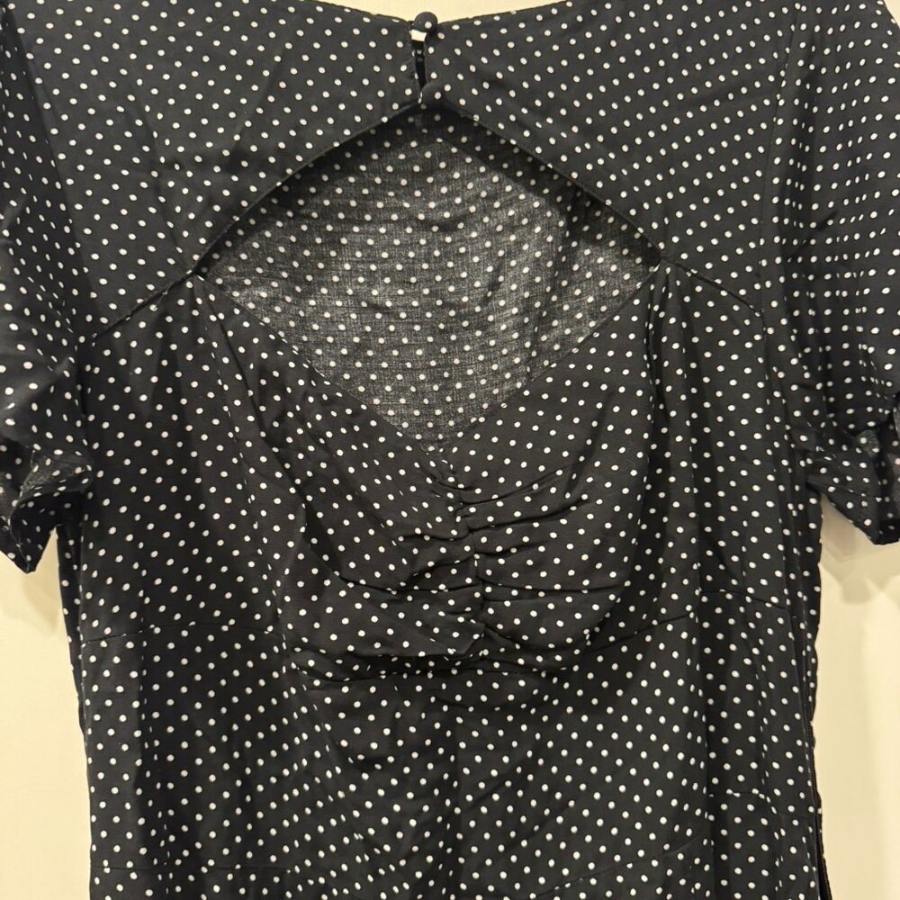 Zara Front Cut Out Polka Dot Front Slit Midi Black and White Dress - medium - Picture 4 of 10